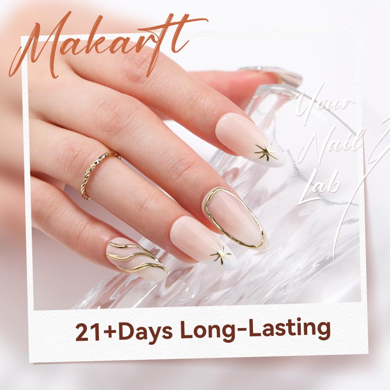 MAKARTT مجموعة طلاء الأظافر الجل من ماكارت: طلاء أظافر جل معدني، جل طلاء معدني فضي وذهبي 3D لفن الأظافر، جل لاصق للأظافر بتأثير مرآة لامعة للاستخدام المنزلي وصالون DIY (2 قطعة) - Image 5