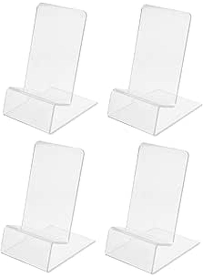 4 Pack Transparent Acrylic Phone Display Stands Compact Holders for Recording Store Use Lightweight - Image 1