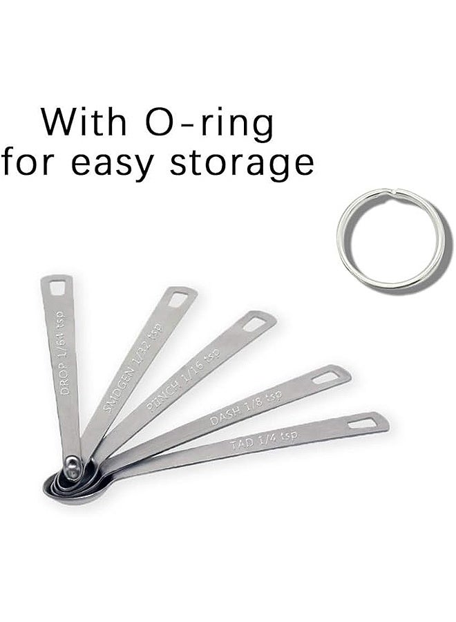 MXN Stainless Steel Measuring Spoons Set, 5 Pcs Stainless Steel Measuring Spoons Slive, eavy Duty Stainless Steel Teaspoon for Cooking and Baking, Suitable for Small Amount of Dry or Liquid Ingredients and Spices - Image 3