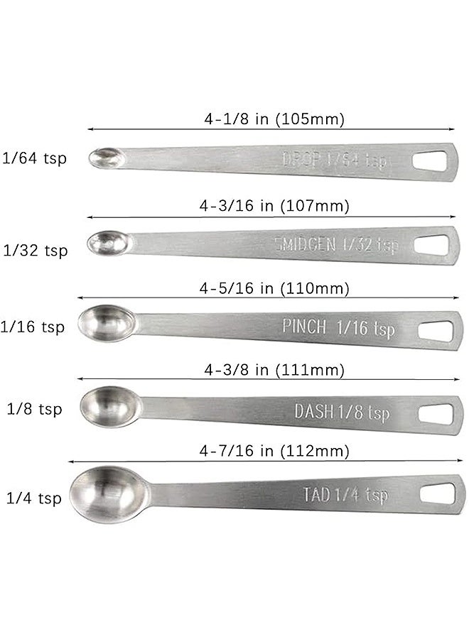 MXN Stainless Steel Measuring Spoons Set, 5 Pcs Stainless Steel Measuring Spoons Slive, eavy Duty Stainless Steel Teaspoon for Cooking and Baking, Suitable for Small Amount of Dry or Liquid Ingredients and Spices - Image 2