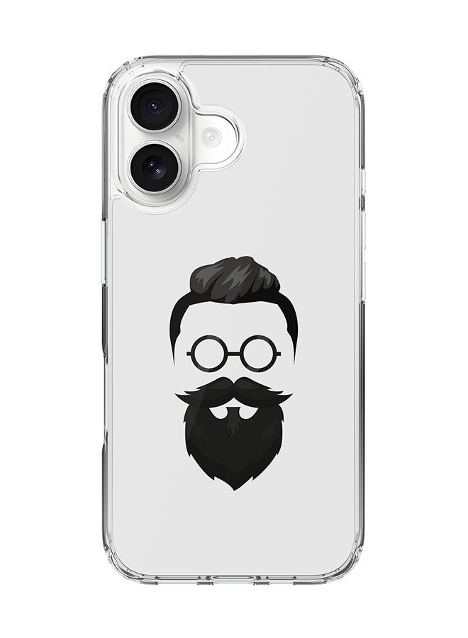 Stylizedd Classic Clear MagSafe Case for iPhone 17 , Hybrid Soft Case Flexible Edges Anti Drop TPU PC Gel Thin Transparent Cover [ Designed for iPhone 17 ] - Beard Hipster