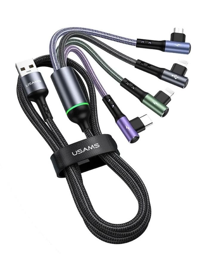 Usams - 4-in-1 Rapid Series Fast Charging Cable for iPhone x 2 + Type-C + Micro USB Data Sync Charging Cable for Samsung s9 s8 Plus Note 9 8 3.5A 1.2M Multicolour - Image 1