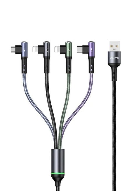 4-in-1 Rapid Series Fast Charging Cable for iPhone x 2 + Type-C + Micro USB Data Sync Charging Cable for Samsung s9 s8 Plus Note 9 8 3.5A 1.2M Multicolour