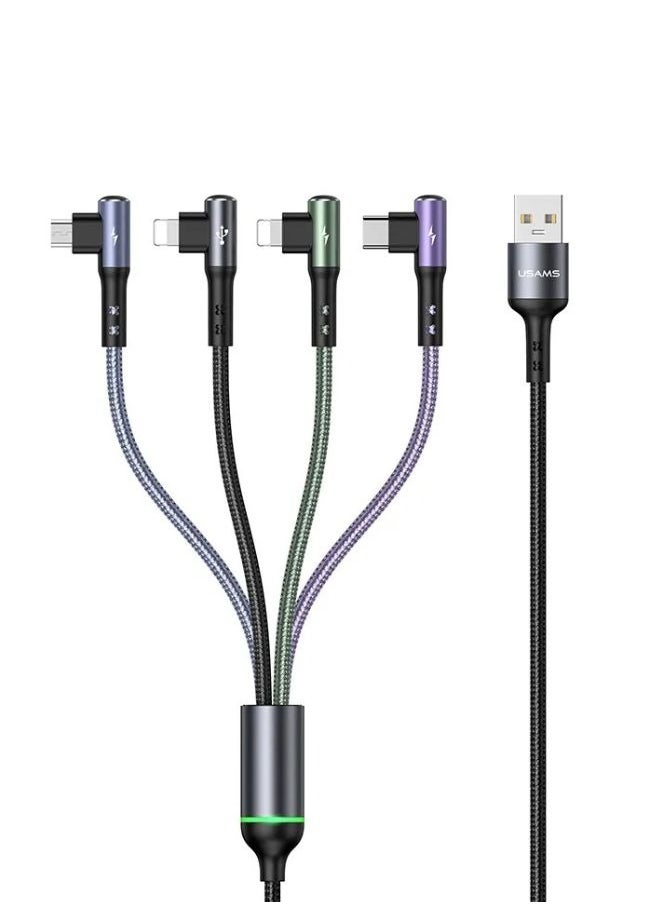 Usams - 4-in-1 Rapid Series Fast Charging Cable for iPhone x 2 + Type-C + Micro USB Data Sync Charging Cable for Samsung s9 s8 Plus Note 9 8 3.5A 1.2M Multicolour - Image 1