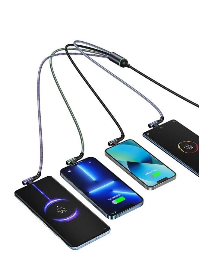 Usams - 4-in-1 Rapid Series Fast Charging Cable for iPhone x 2 + Type-C + Micro USB Data Sync Charging Cable for Samsung s9 s8 Plus Note 9 8 3.5A 1.2M Multicolour - Image 1