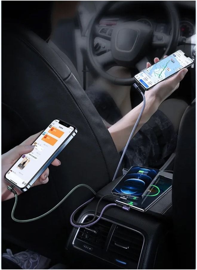 Usams - 4-in-1 Rapid Series Fast Charging Cable for iPhone x 2 + Type-C + Micro USB Data Sync Charging Cable for Samsung s9 s8 Plus Note 9 8 3.5A 1.2M Multicolour - Image 1