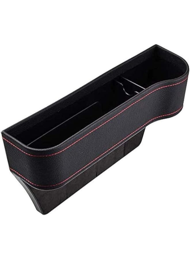 Seat Wedge Cup Holder Organizer - Multi-Function PU Leather Car Storage - Image 1