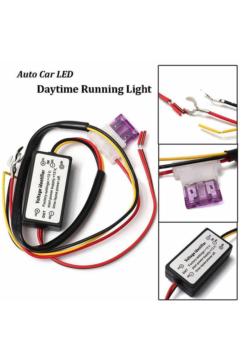 إيروريكس وحدة تحكم متعددة لأضواء التشغيل النهاري LED للسيارة، مزودة بمرحل ومخفت إضاءة، تعمل بجهد 12-18 فولت، ومزودة بسلك توصيل، تعمل بجهد منخفض، ومزودة بإضاءة ضباب. - Image 2