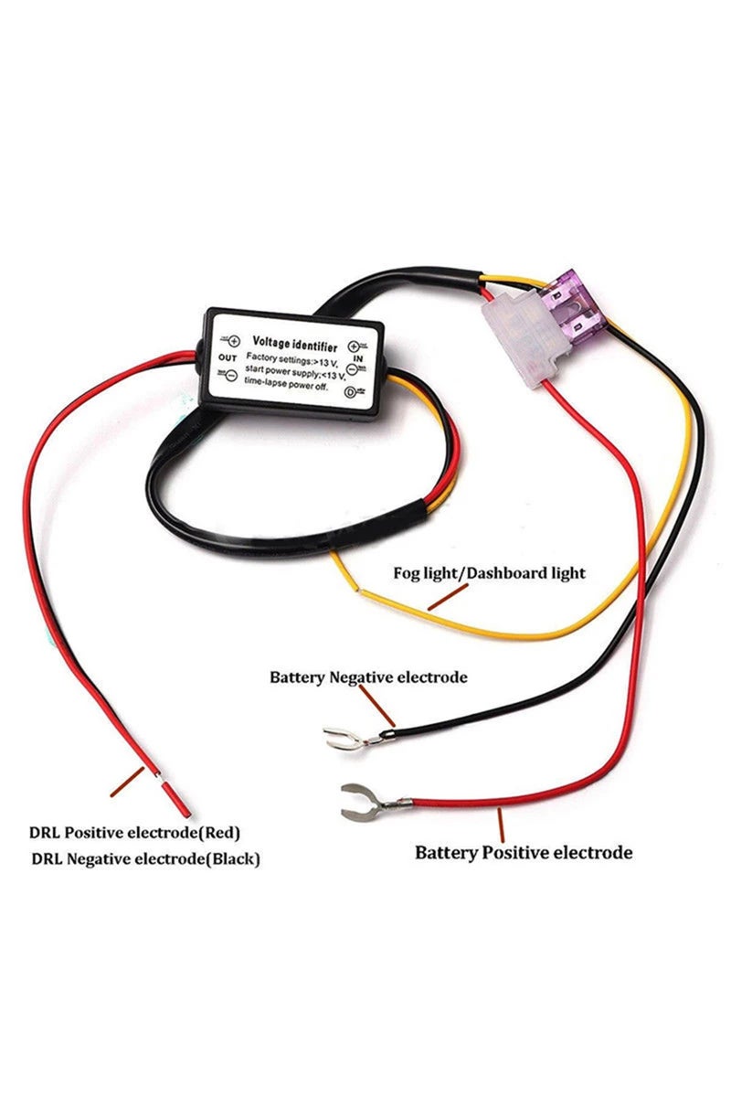 إيروريكس وحدة تحكم متعددة لأضواء التشغيل النهاري LED للسيارة، مزودة بمرحل ومخفت إضاءة، تعمل بجهد 12-18 فولت، ومزودة بسلك توصيل، تعمل بجهد منخفض، ومزودة بإضاءة ضباب. - Image 4