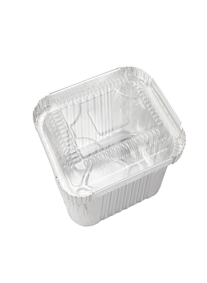Waytiffer Aluminum Foil Pan 5.5" x 4.5" (50 Pack) Disposable Cookware with Lids/Aluminum Foil Food Containers/Meal Prep Freezer Drip Pans BBQ Potluck Holidays Silver - Image 3