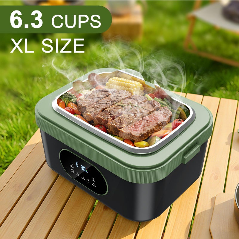 Snidomn Cordless Electric Lunch Box XL 6.3-Cup, 60W Fast Heating Portable Food Warmer with Scheduled Heating, Removable Divider, Large Capacity Heated Lunch Box for Work & Outdoor - Image 2