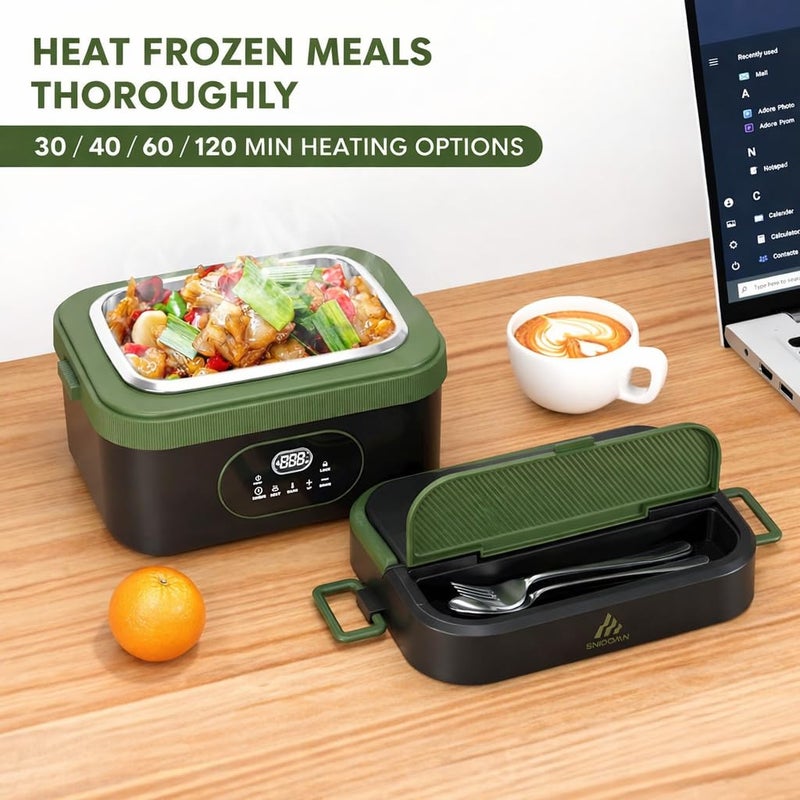 Snidomn Cordless Electric Lunch Box XL 6.3-Cup, 60W Fast Heating Portable Food Warmer with Scheduled Heating, Removable Divider, Large Capacity Heated Lunch Box for Work & Outdoor - Image 3