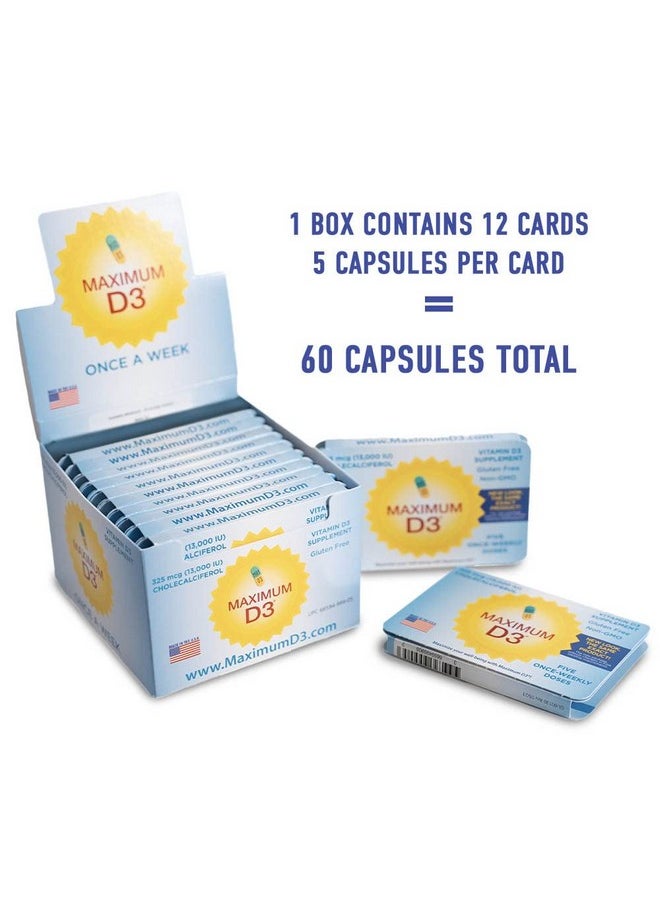 Maximum D3 - 13000 Iu Box 60 Capsules Total (12 Cards/Box X 5 Capsules Per Card) 60Weeks Supply - Image 1