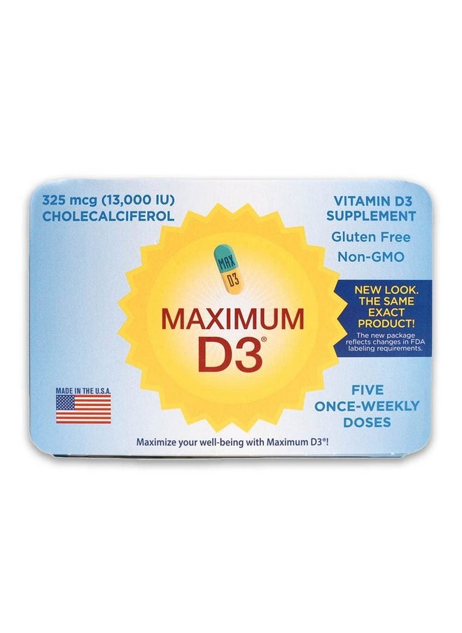 Maximum D3 - 13000 Iu Box 60 Capsules Total (12 Cards/Box X 5 Capsules Per Card) 60Weeks Supply - Image 1