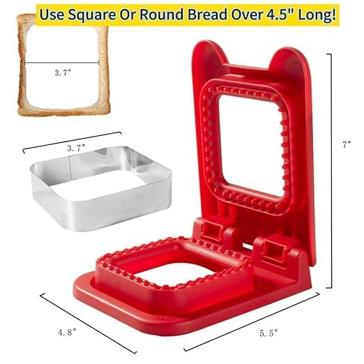 JAMBUVANTI Sandwich Cutter and Sealer Square Decruster Sandwich Maker Bread Toast Breakfast Making Mold Make and Freeze DIY Pocket Minis for Cookie Cutters Baking Tools and Accessories Multicolor 1pcs  - Image 5