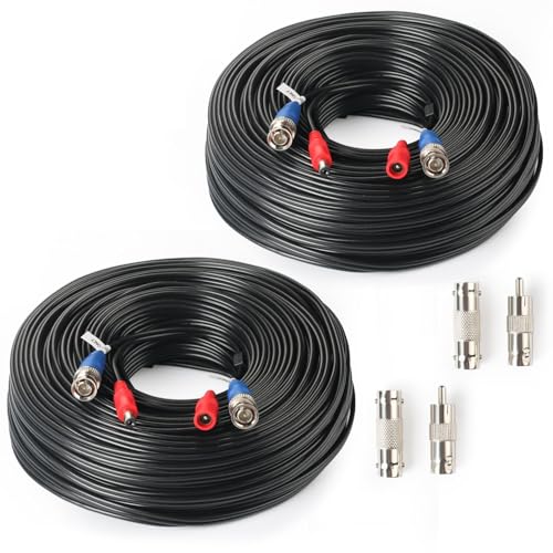 SHD 2Pack 200Feet Video Power Cable - BNC to RCA & BNC Female Connectors for CCTV Security System - Image 1