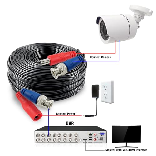SHD 2Pack 200Feet Video Power Cable - BNC to RCA & BNC Female Connectors for CCTV Security System - Image 3