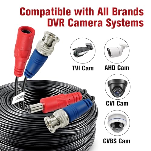 SHD 2Pack 200Feet Video Power Cable - BNC to RCA & BNC Female Connectors for CCTV Security System - Image 2