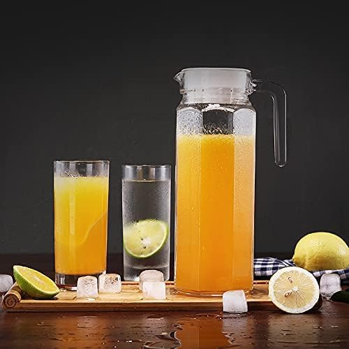 GOPINATHJI GOPINATHJI 1100ml jug Italian Glass jug Pitcher with lid, iced Tea Pitcher Water jug, hot Cold Water, ice Tea, Wine, Milk and Juice Beverage Carafes  - Image 5