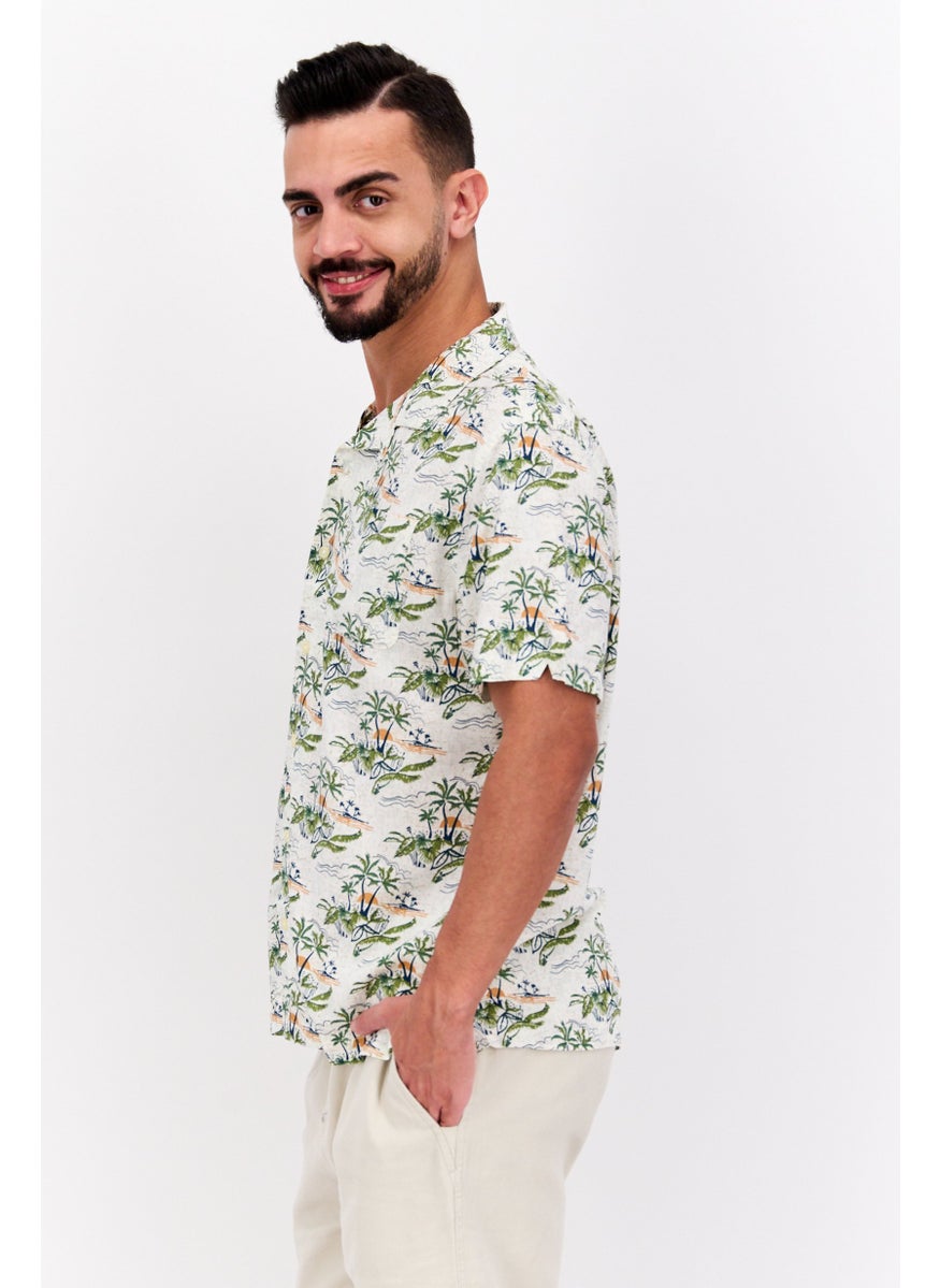 Jachs New York Men Regular Fit Allover Print Short Sleeve Casual Shirt, White Combo  - Image 2