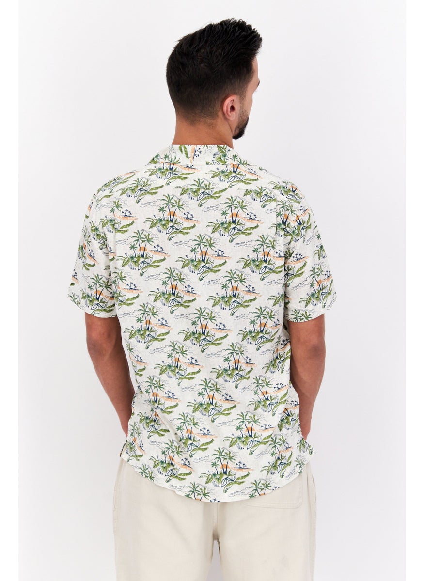 Jachs New York Men Regular Fit Allover Print Short Sleeve Casual Shirt, White Combo  - Image 4