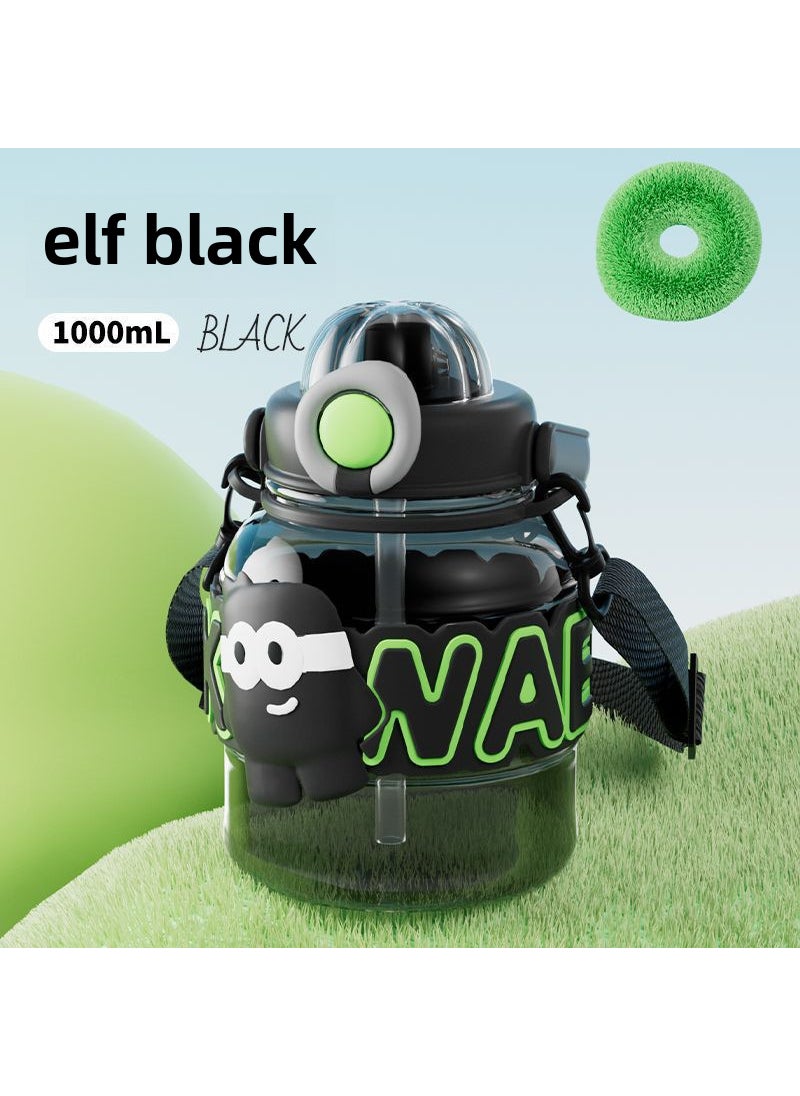 Generic - Large Capacity Plastic Water Cup with Straw Second generation pumpkin cup black 1000ml - Image 1