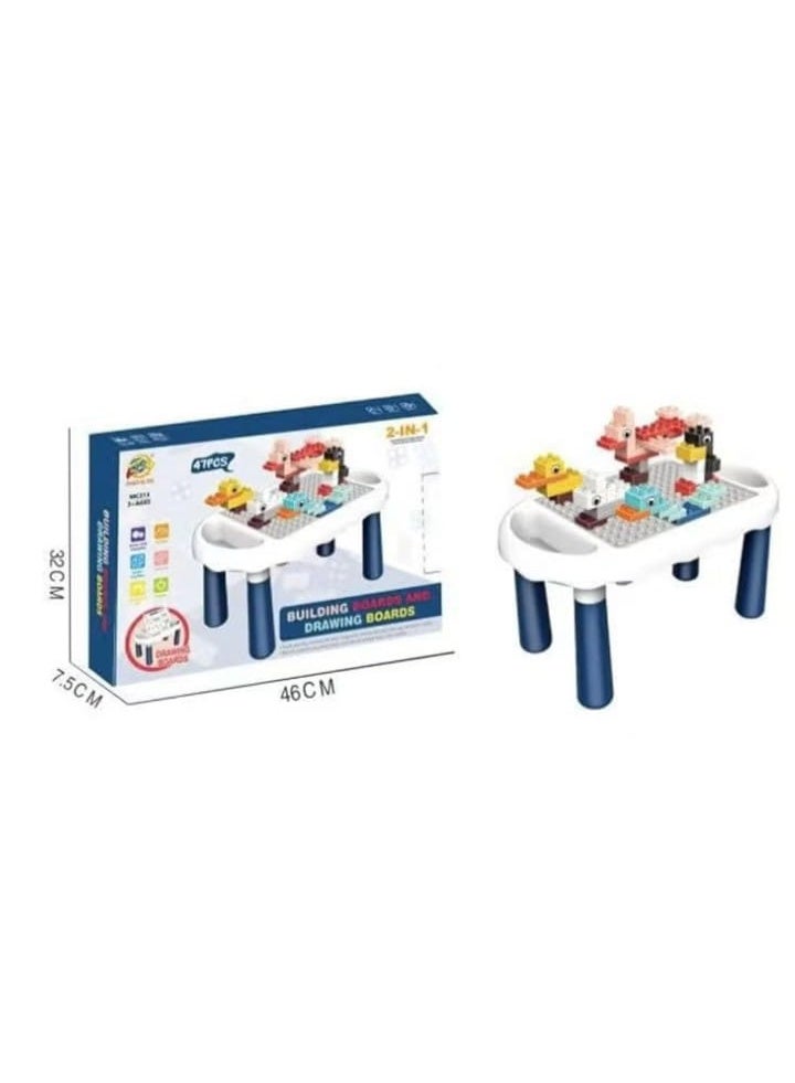 6-in-1 Kids Block Table Set, 47 Pieces Building Blocks, Educational Activity Table For Ages 3+ - Image 3