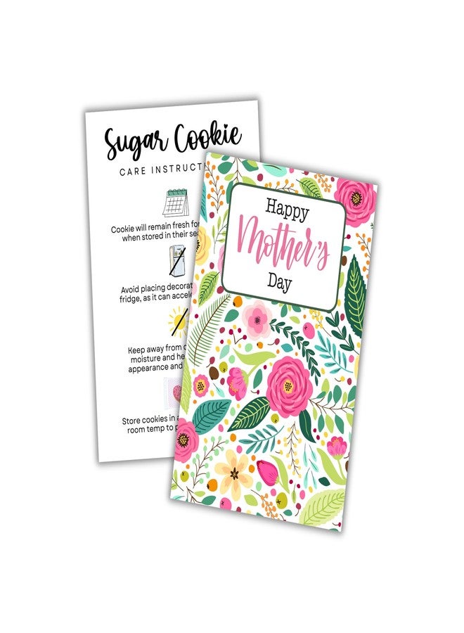 Lashicorn Cookie Backer Cardstock Grease Proof 30pk 4x6” Happy Mother’s Day Floral for Sugar Cookies Sprinkles for Bags Care Instructions Packaging Storage Preservation Baking - Image 1