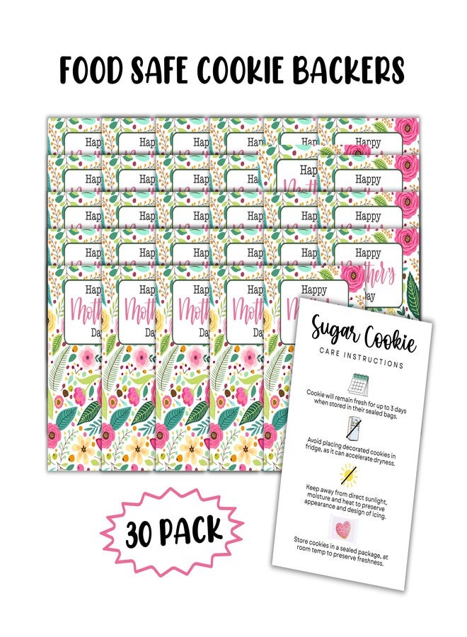 Lashicorn Cookie Backer Cardstock Grease Proof 30pk 4x6” Happy Mother’s Day Floral for Sugar Cookies Sprinkles for Bags Care Instructions Packaging Storage Preservation Baking - Image 2