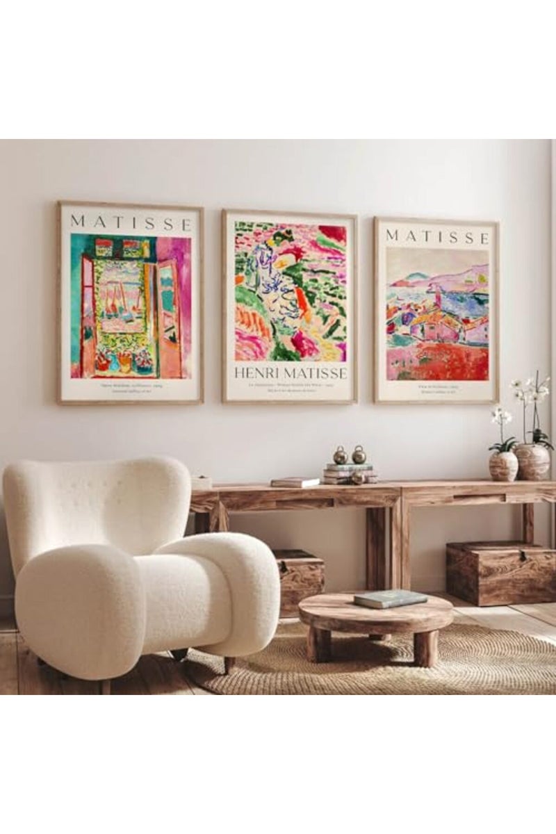 Baccone Henri Matisse Wall Art Prints Set of 3 Abstract Pink Flower Art Exhibition Posters for Room Bedroom 16x24 Inch Unframed - Image 5