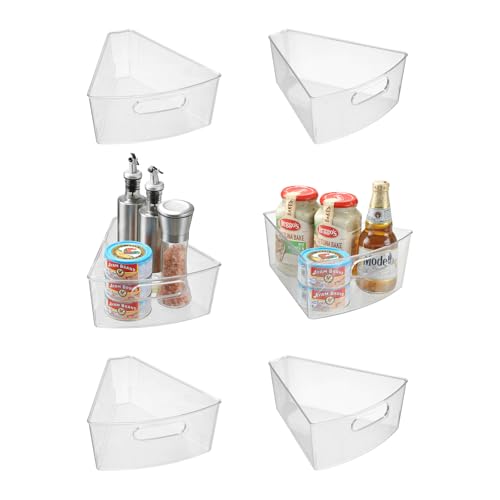 novelinks Transparent Kitchen Cabinet Storage Bins Lazy Susan Organizer with Front Handle for Corner Cabinet,Kitchen,Pantry, Bathroom, (For 26" Lazy Susan 6 Pack) - Image 1