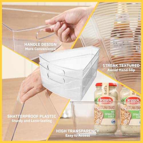 novelinks Transparent Kitchen Cabinet Storage Bins Lazy Susan Organizer with Front Handle for Corner Cabinet,Kitchen,Pantry, Bathroom, (For 26" Lazy Susan 6 Pack) - Image 4