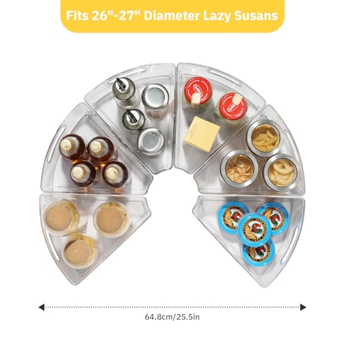 novelinks Transparent Kitchen Cabinet Storage Bins Lazy Susan Organizer with Front Handle for Corner Cabinet,Kitchen,Pantry, Bathroom, (For 26" Lazy Susan 6 Pack) - Image 5