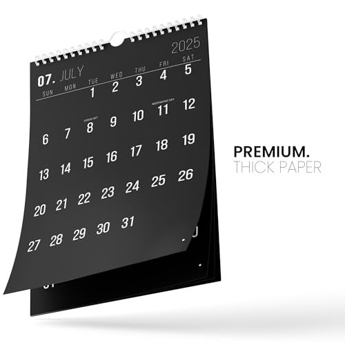 Karto Wall Calendar 2025 - Vertical 11x17 inch Runs Until June 2026 - Boost Your Productivity and Easy Planning with the Aesthetic Monthly Calendar - All Black - Image 5