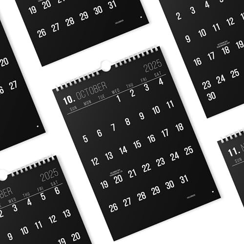 Karto Wall Calendar 2025 - Vertical 11x17 inch Runs Until June 2026 - Boost Your Productivity and Easy Planning with the Aesthetic Monthly Calendar - All Black - Image 4