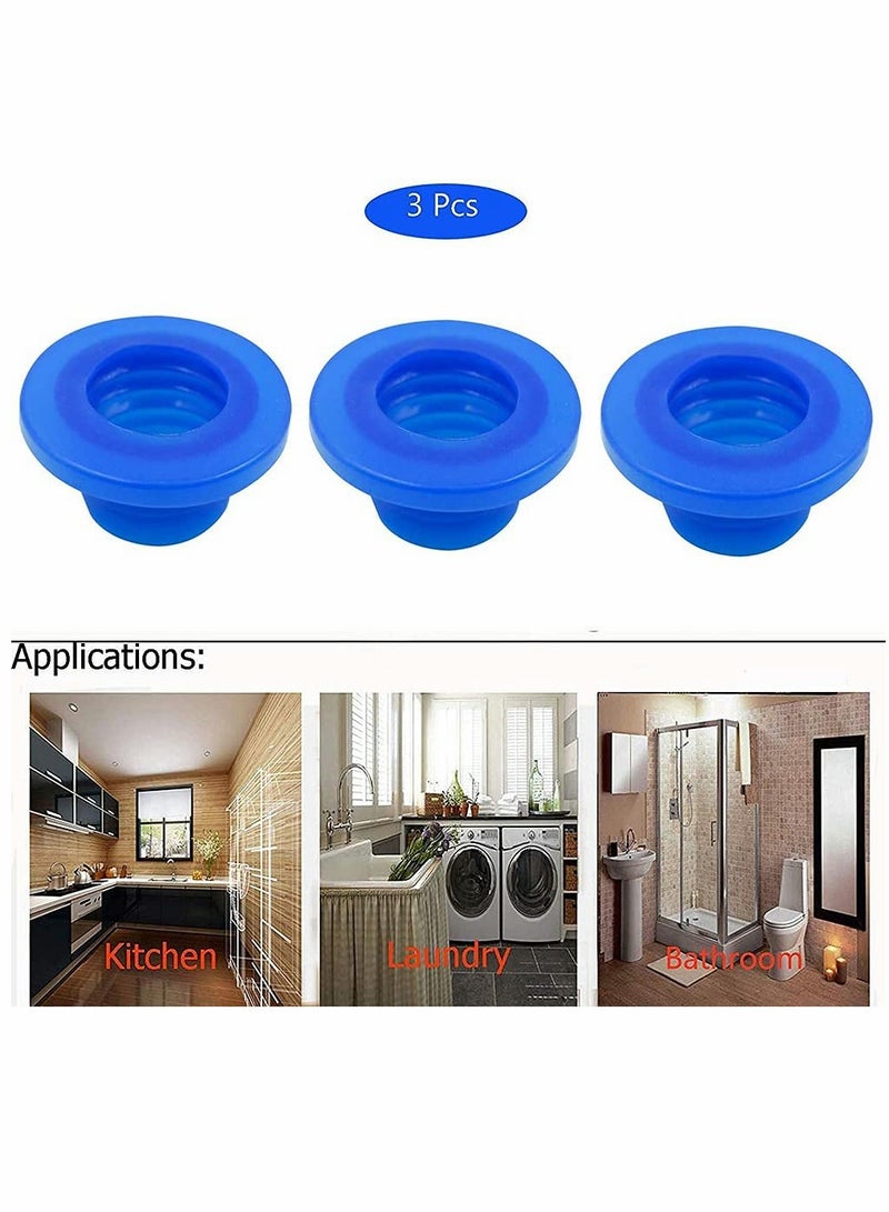 3 Pack Drain Pipe Seal Hose Silicone Plug,Silicone Sealing Plug Kitchen Pipe Sewer Seal Ring Washing Machine Drain Multipurpose Pipe Connector Bathroom Kitchen Laundry (Blue)  - Image 4