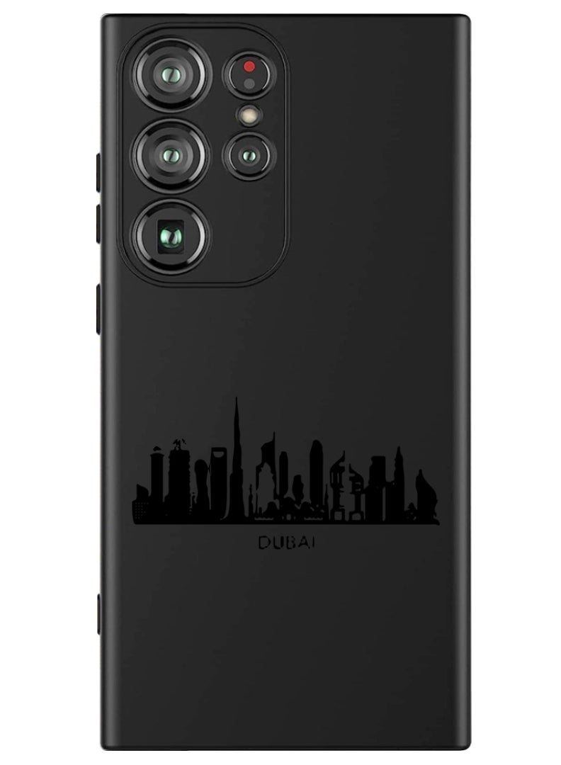 Theodor Protective Slim Fit Case Liquid Silicone Cover with Full Body Protection Anti-Scratch Shockproof Case For Samsung Galaxy S24 Ultra (Black) - Dubai Skyline - Image 1
