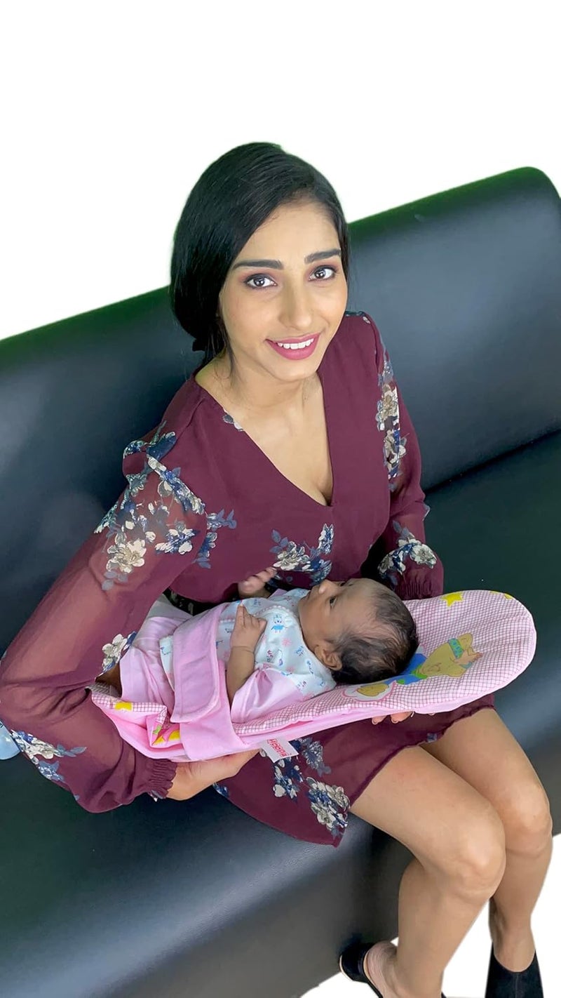 HOOPA وسادة تغذية HOOPA 2 في 1 مع مرتبة قطنية ناعمة (وردي) | وسادة رضاعة | حامل رضيع | حديثي الولادة حتى 4 أشهر | دعم كامل للجسم | وسادة رضاعة طبيعية | وسادة للأطفال - Image 5