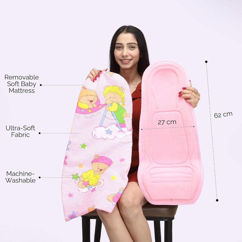 HOOPA وسادة تغذية HOOPA 2 في 1 مع مرتبة قطنية ناعمة (وردي) | وسادة رضاعة | حامل رضيع | حديثي الولادة حتى 4 أشهر | دعم كامل للجسم | وسادة رضاعة طبيعية | وسادة للأطفال - Image 2