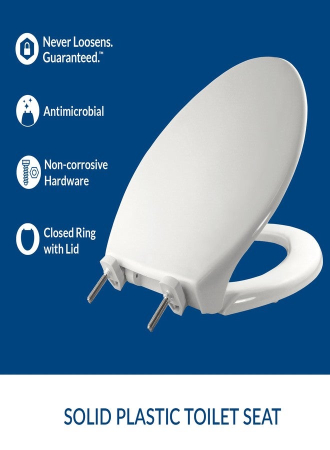 BEMIS 7800TDG Commercial Closed Front Plastic Toilet Seat, Heavy Duty Industrial Seat with Lid, Secure Installation for Long Lasting Hospitality Use, Elongated, White - Image 2