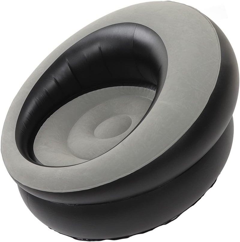 Portable Inflatable Sofa Chair with Fast Valve, Ergonomic Design, Ideal for Leisure, Reading, Tanning, Inflatable Couch for Camping, Travel, Beaches, Hiking (Gray) - Image 4