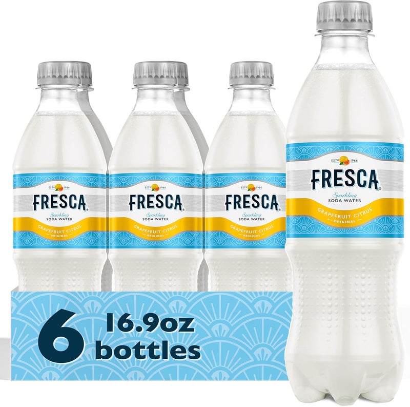 Fresca Citrus Original Sparkling Soda Water, 16.9 oz Bottles, Pack of 6 - Image 1