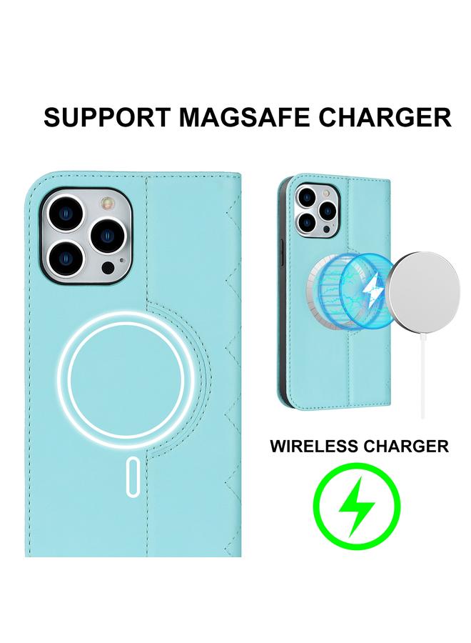 زبون جراب هاتف iPhone 12 / 12 Pro Rhombic MagSafe RFID مضاد للسرقة مصنوع من الجلد - Image 2