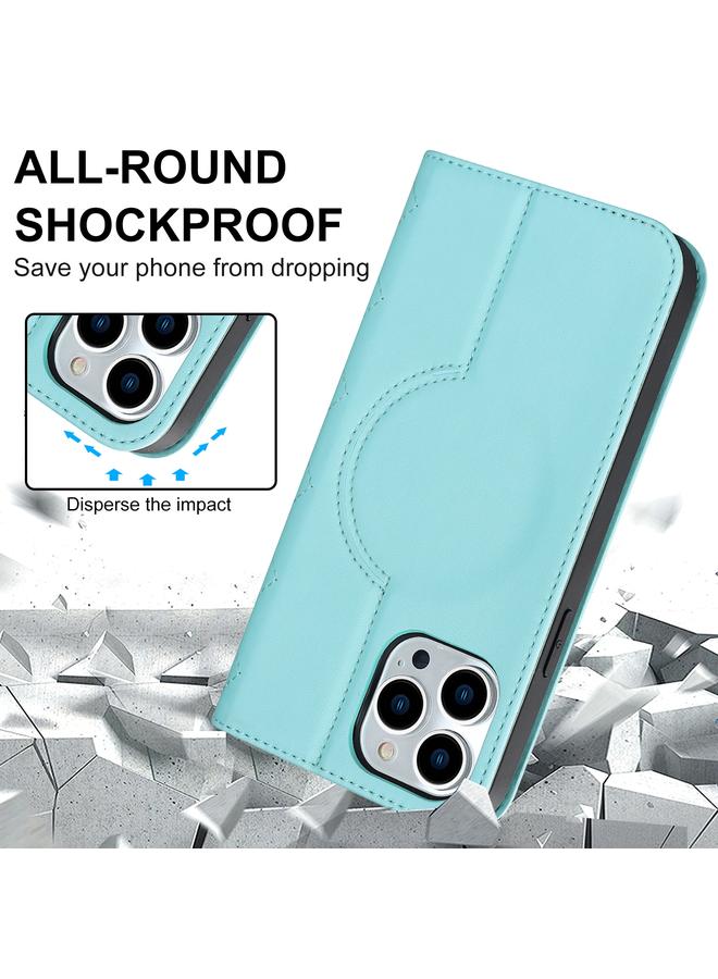 زبون جراب هاتف iPhone 12 / 12 Pro Rhombic MagSafe RFID مضاد للسرقة مصنوع من الجلد - Image 3