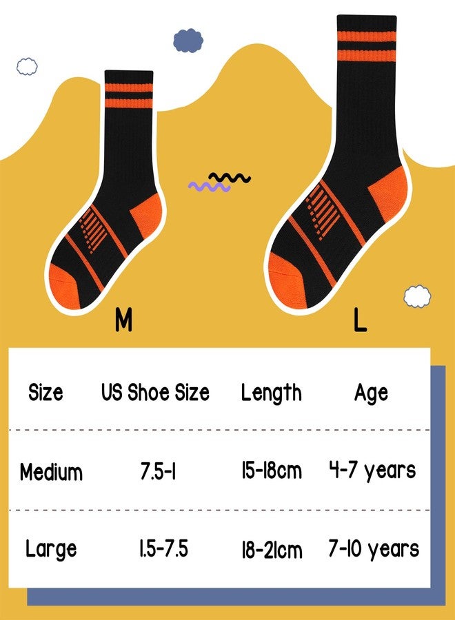 Comfoex Boys Crew Socks Athletic Half Cushioned Calf Socks For Big Little Kids 4-10 Years Old 6 Pairs - Image 4