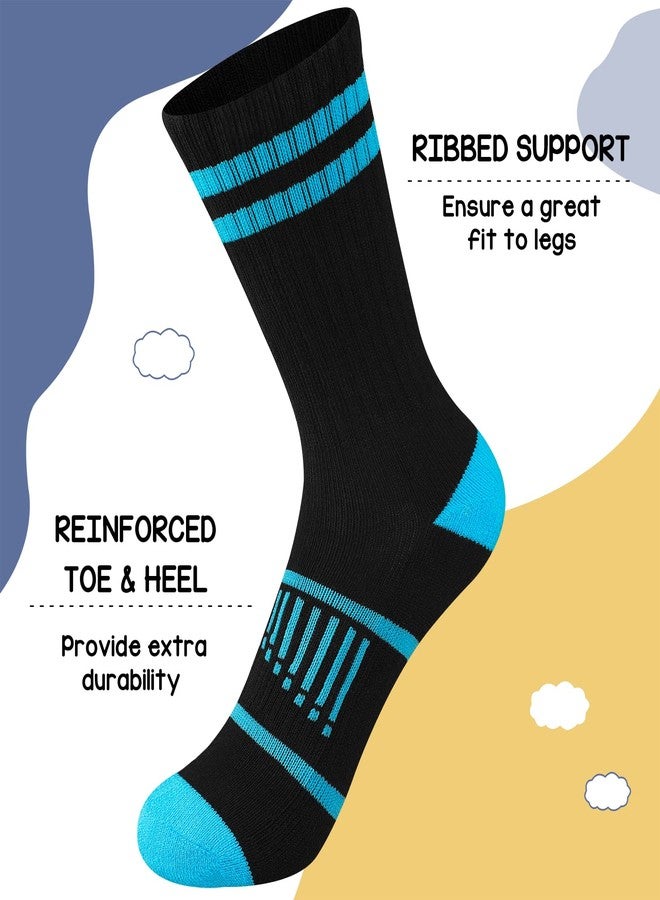 Comfoex Boys Crew Socks Athletic Half Cushioned Calf Socks For Big Little Kids 4-10 Years Old 6 Pairs - Image 3
