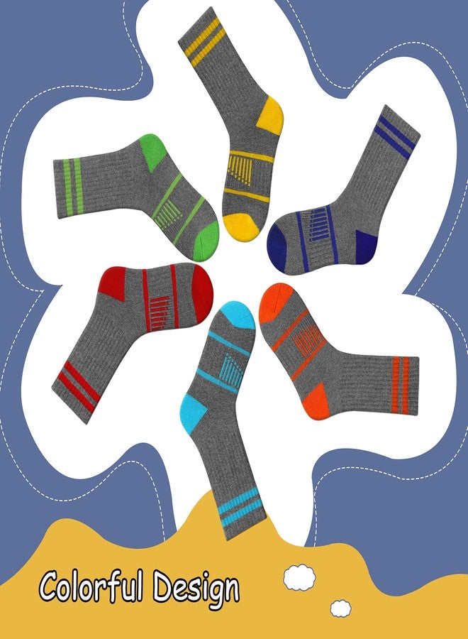 Comfoex Boys Crew Socks Athletic Half Cushioned Calf Socks For Big Little Kids 4-10 Years Old 6 Pairs - Image 5