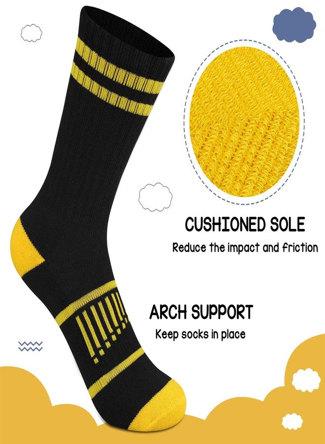 Comfoex Boys Crew Socks Athletic Half Cushioned Calf Socks For Big Little Kids 4-10 Years Old 6 Pairs - Image 2