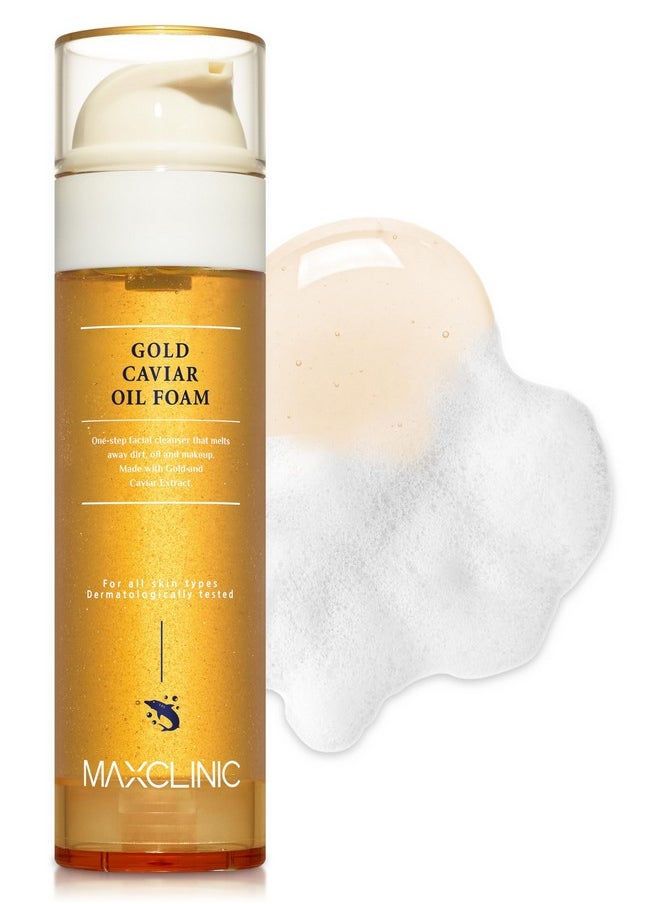 maxclinic - [K-Beauty] Gold Caviar Cleansing Oil To Foam | Daily Face Wash Oil Based Cleanser To Foam | Korean Oil Foaming Face Cleanser | Hydrating Facial Cleanser For Dry Sensitive Skin (3.88 Oz) - Image 1
