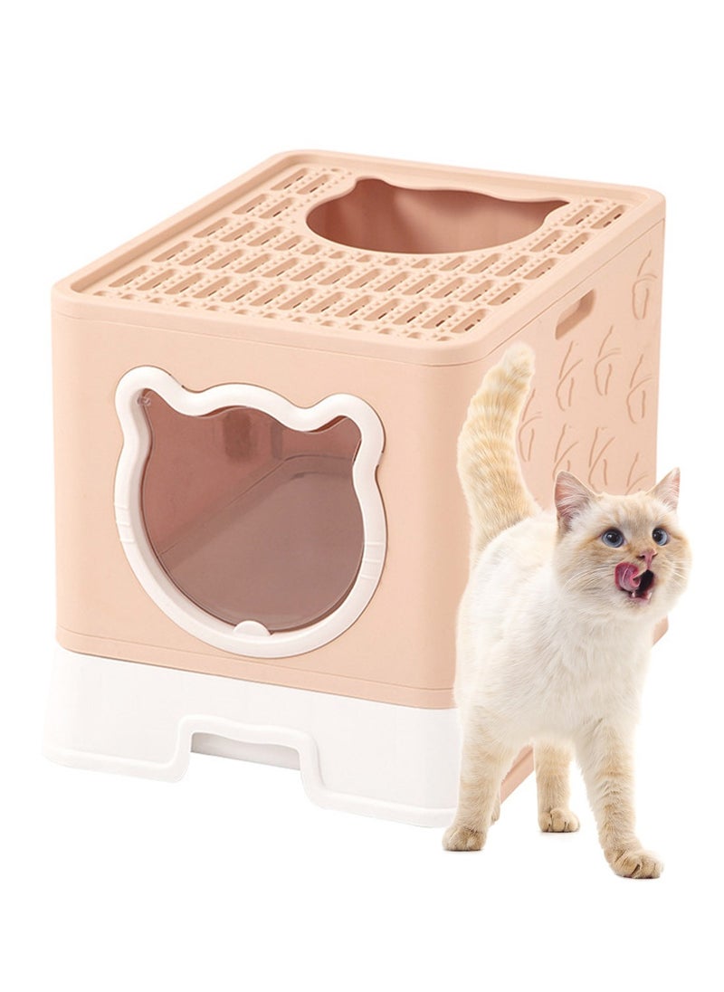 Kidle - Large Foldable Cat Litter Box with Lid Easy to Clean Anti-Splashing Enclosed Cat Toilet Box - Image 1